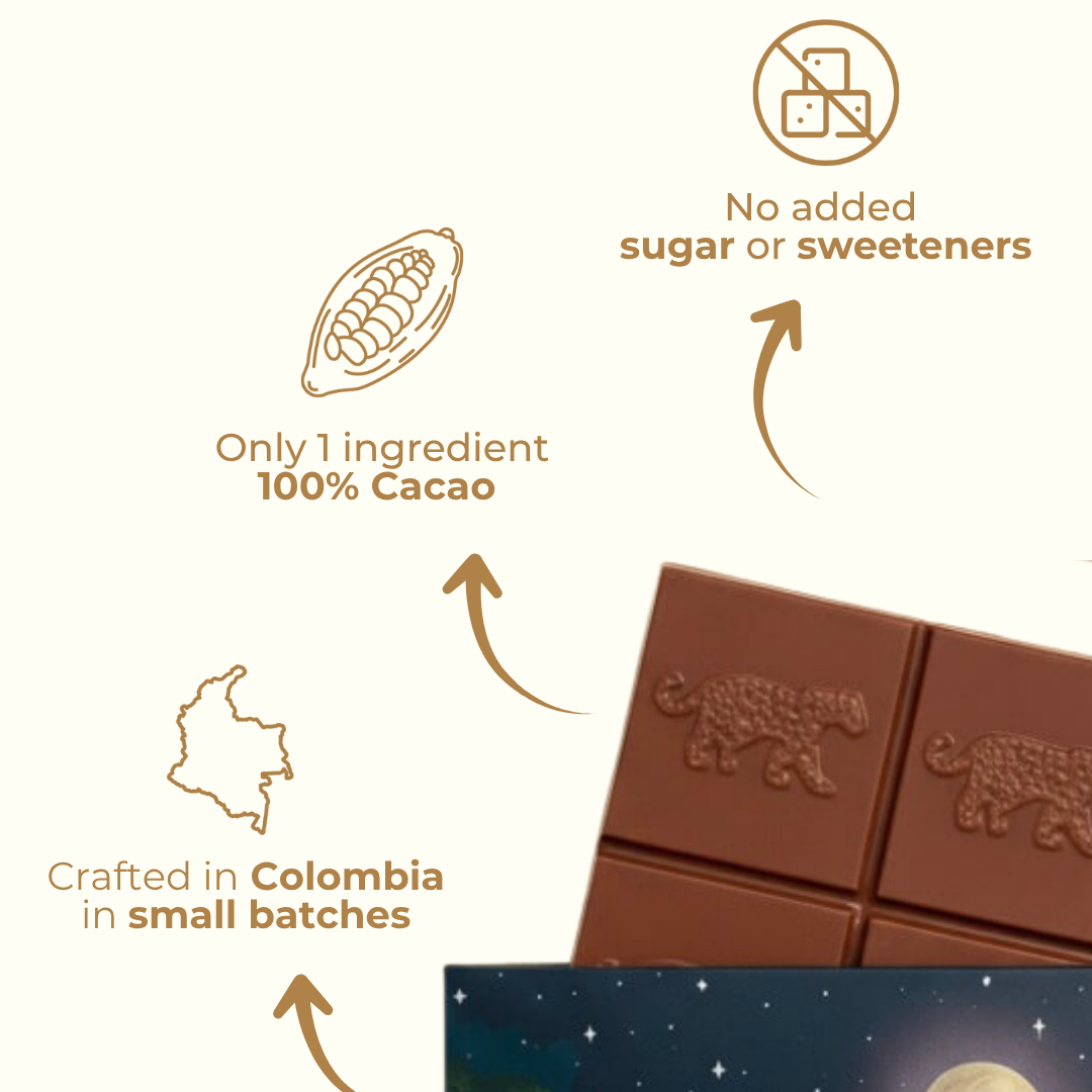 Features of 100% chocolate, sugar-free chocolate, chocolate with only 1 ingredient: 100% cocoa